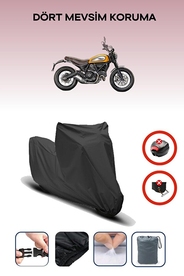 Black Rear Bag Lock Incompatible with Ducati Scrambler Classic Compatible Motorcycle Tarpaulin, 4 Seasons