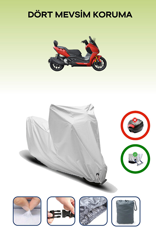 Gray Lock Compatible Yuki Huracan Tr250T Compatible Motorcycle Tarpaulin Waterproof