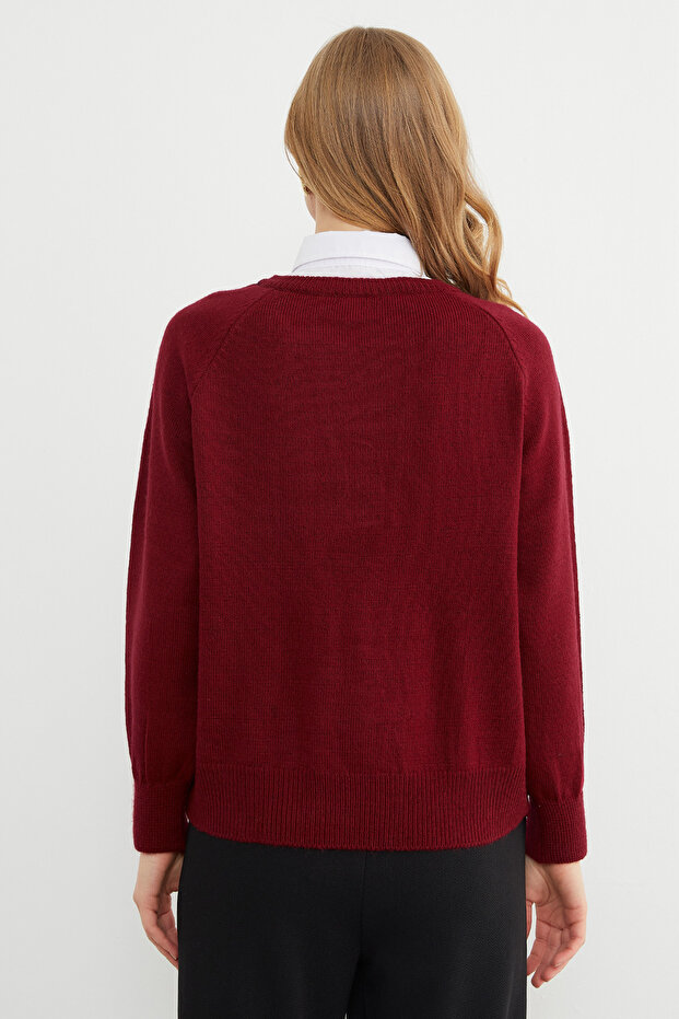 Basic Gömlek Yaka Triko Kazak - 8