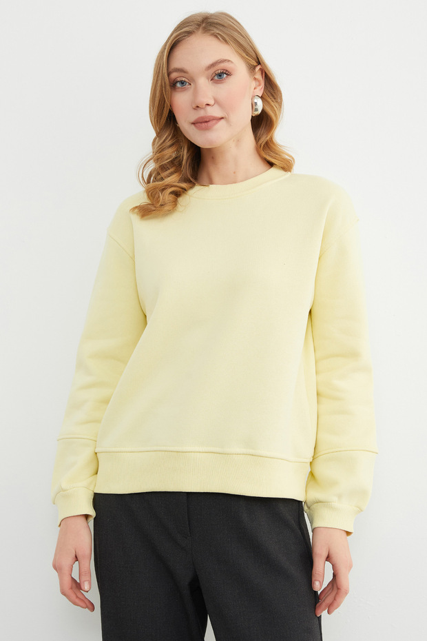 3 İplik Basic Bisiklet Yaka Sweatshirt - 2