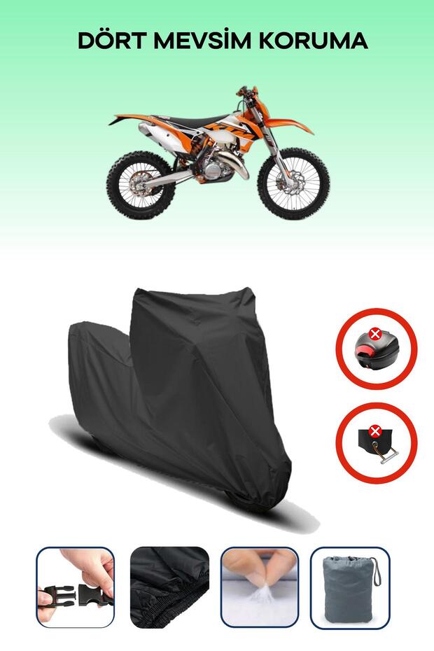 Black Rear Bag Lock Incompatible Ktm 125 Exc Compatible Motorcycle Tarpaulin, 4 Seasons
