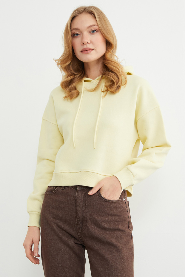 3 İplik Basic Kapüşonlu Sweatshirt - 1