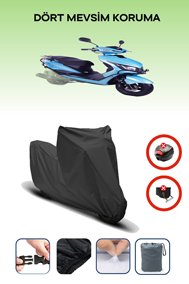 Black Rear Bag Lock Incompatible Rks Blazer 50 Xr Max Compatible Motorcycle Tarpaulin, 4 Seasons