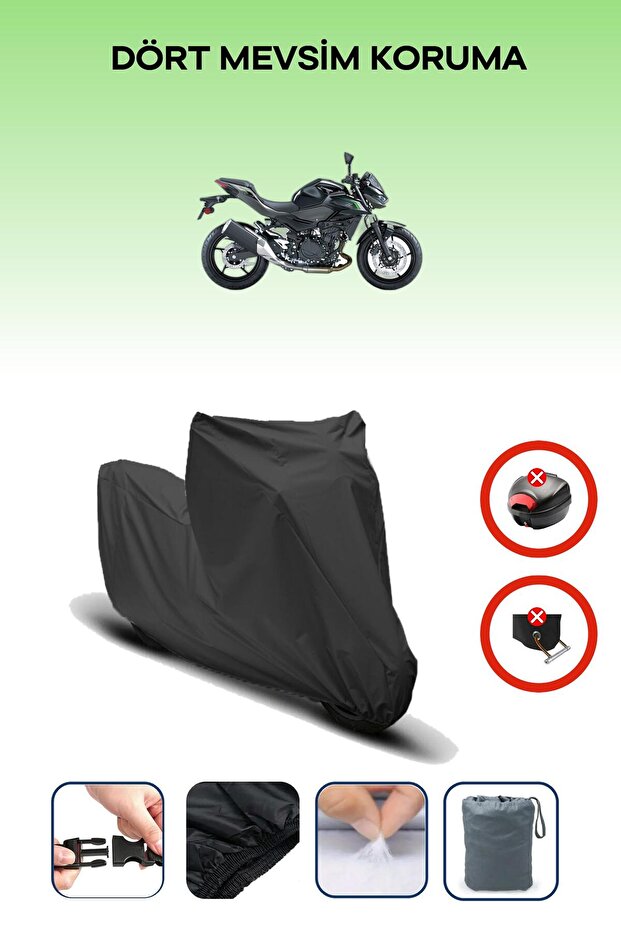 Black Rear Bag Lock Incompatible with Kawasaki Z 500 Compatible Motorcycle Tarpaulin, 4 Seasons