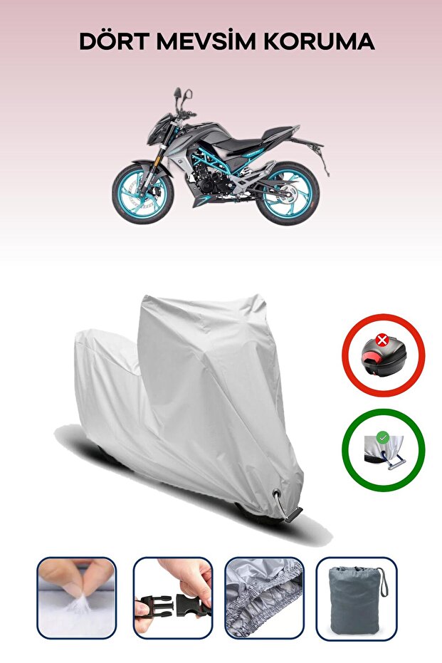 غطاء دراجة نارية متوافق مع CFmoto CF 150 متوافق مع اللون الرمادي مقاوم للماء