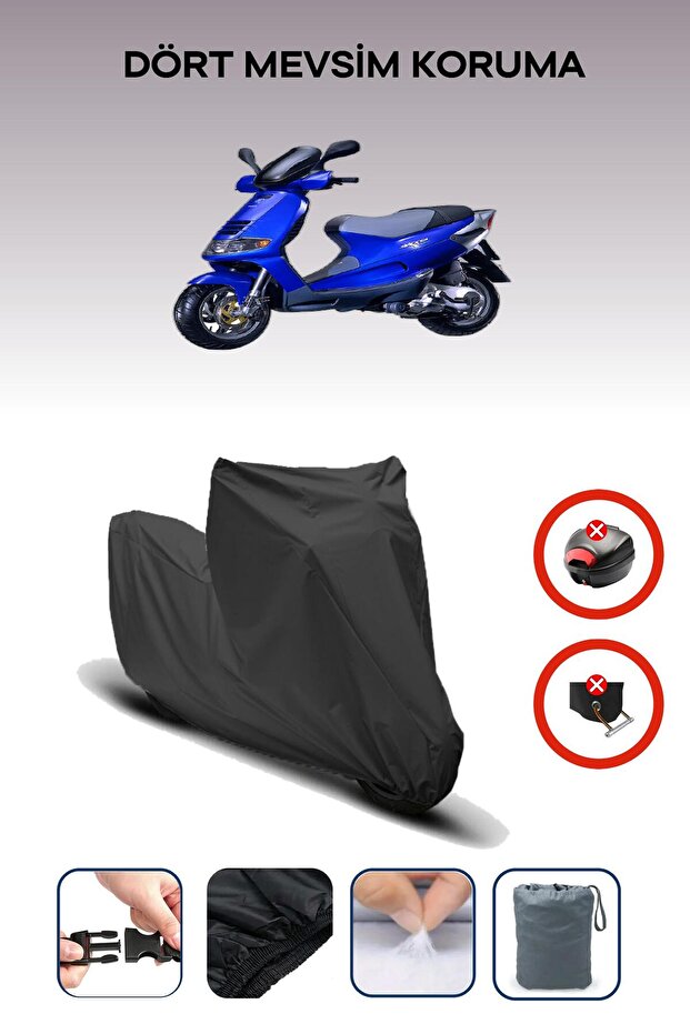 Black Rear Bag Lock Incompatible Piaggio Skipper 150 Compatible Motorcycle Tarpaulin, 4 Seasons