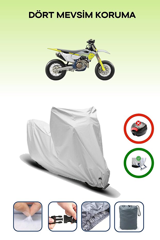 Gray Lock Compatible Husqvarna Fs 450 Compatible Motorcycle Tarpaulin Waterproof