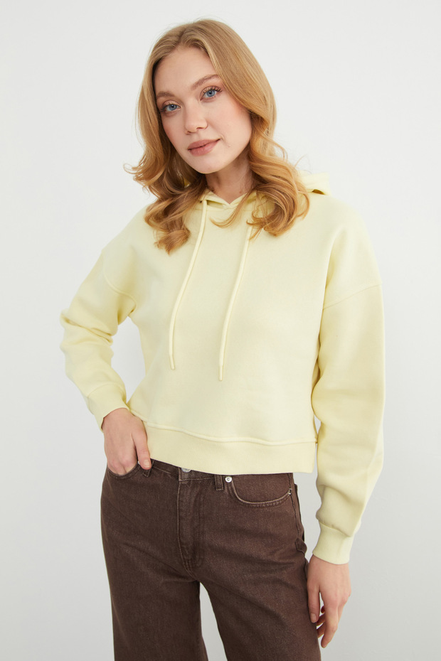 3 İplik Basic Kapüşonlu Sweatshirt - 6