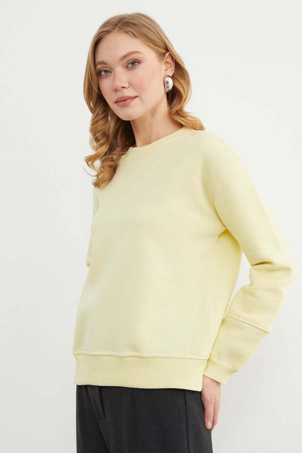 3 İplik Basic Bisiklet Yaka Sweatshirt - 4