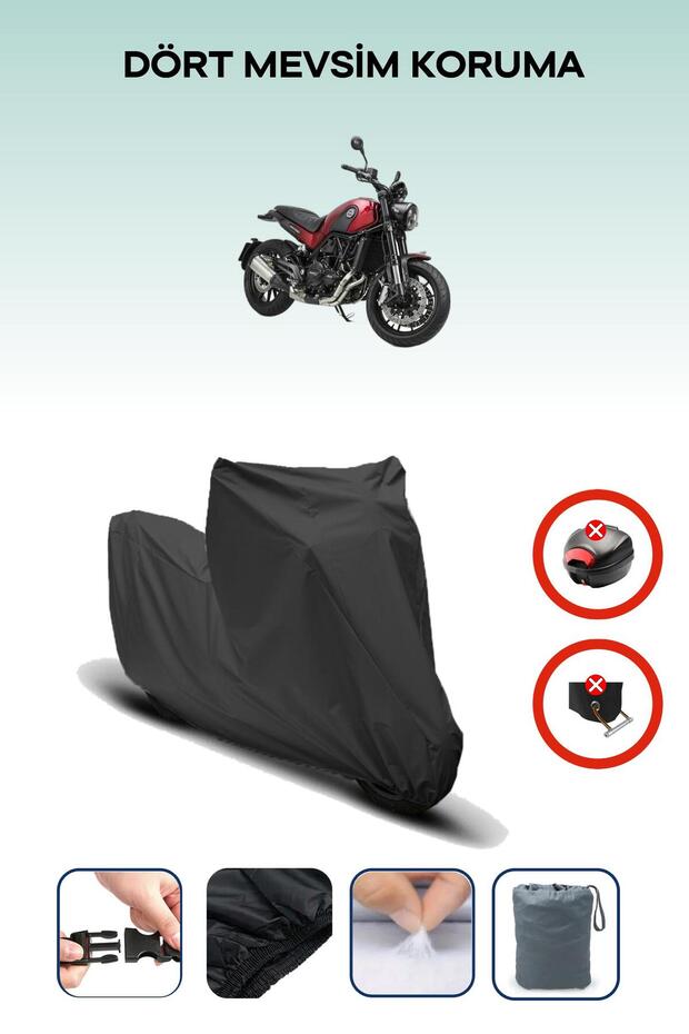 Black Rear Bag Lock Incompatible Benelli Leoncino Compatible Motorcycle Tarpaulin, 4 Seasons