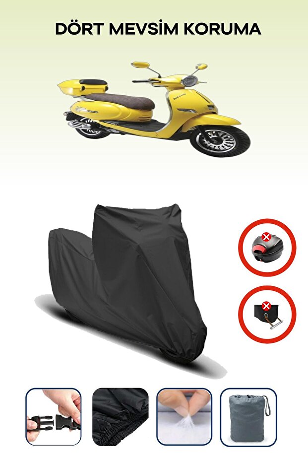 Black Rear Bag Lock Incompatible Kuba Brilliant 50 Compatible Motorcycle Tarpaulin, 4 Seasons