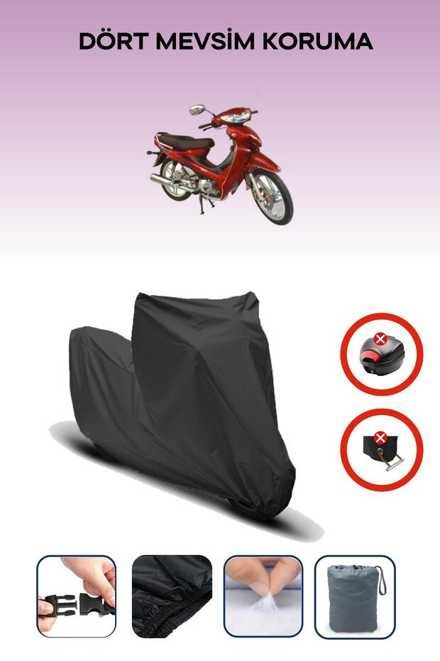 Black Rear Bag Lock Incompatible Mondial 110 ft Compatible Motorcycle Tarpaulin, 4 Seasons