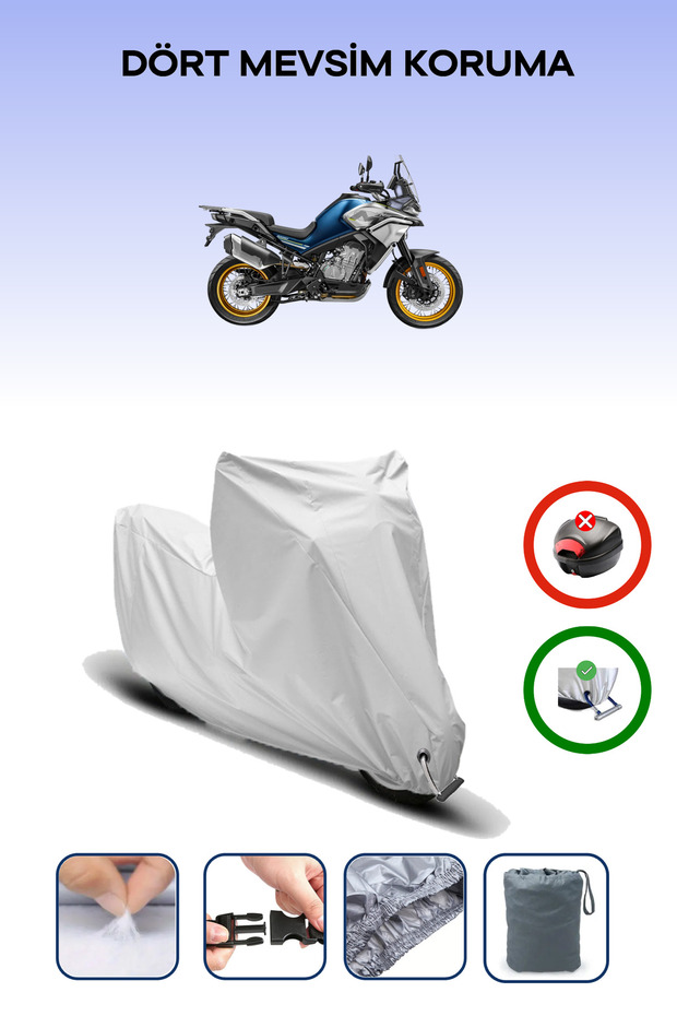 Grey Lock Compatible Cfmoto 800Mt Touring Compatible Motorcycle Tarpaulin Waterproof