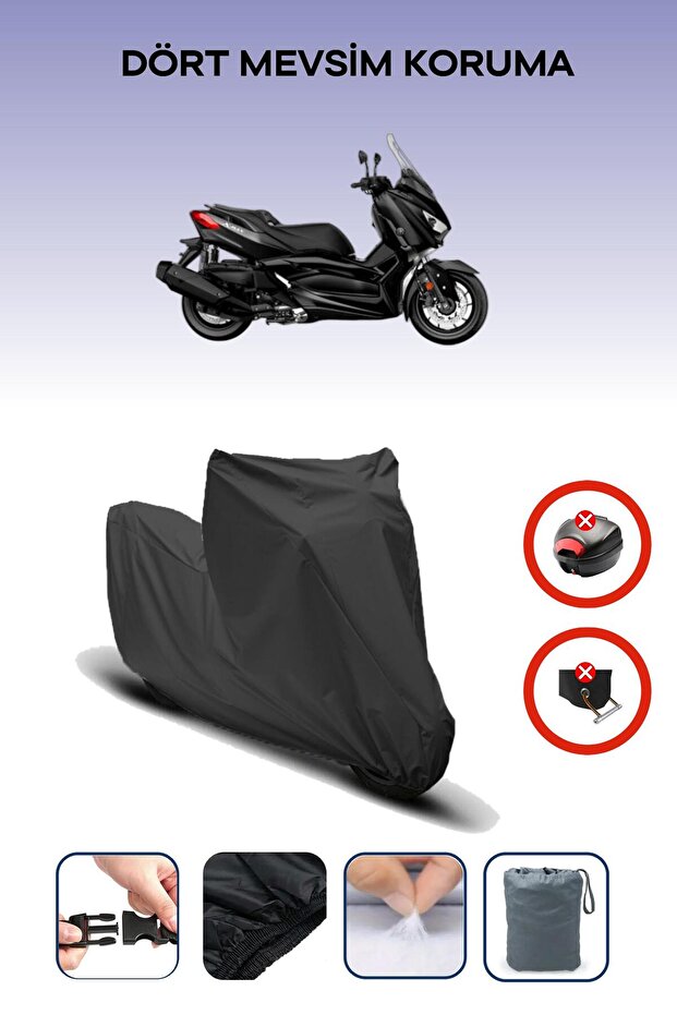 Black Rear Bag Lock Incompatible Yamaha X-Max 400 Iron Max Compatible Motorcycle Tarpaulin, 4 Seasons