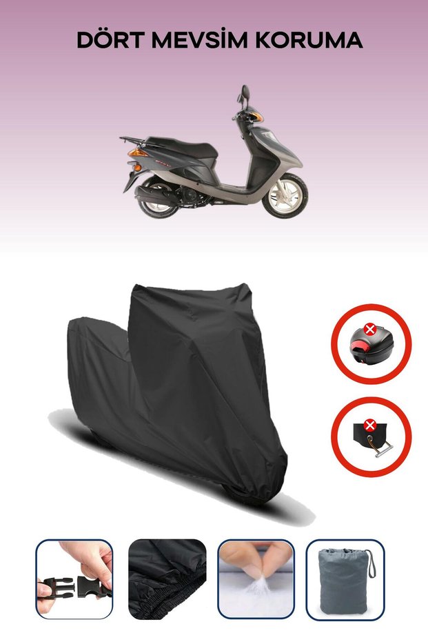 Black Rear Bag Lock Incompatible Honda Fizy 125 Compatible Motorcycle Tarpaulin, 4 Seasons