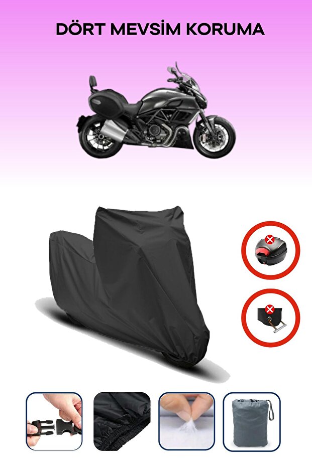 Black Rear Bag Lock Incompatible with Ducati Diavel Strada Compatible Motorcycle Tarpaulin, 4 Seasons