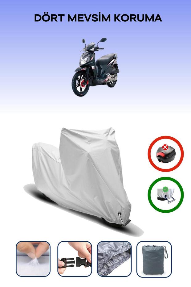 غطاء دراجة نارية متوافق مع SYM Symphony SR 125 متوافق مع اللون الرمادي مقاوم للماء