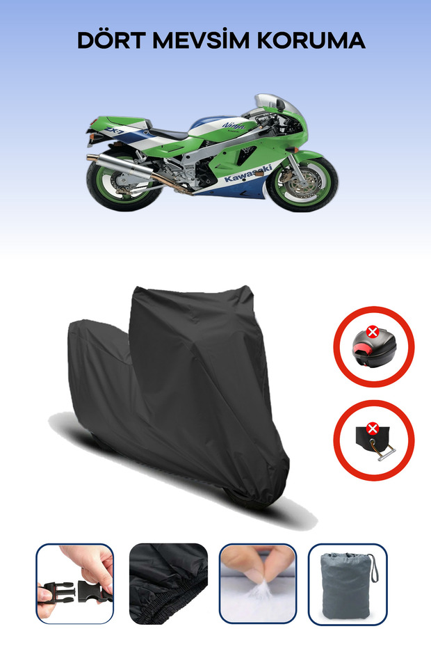 Black Rear Bag Lock Incompatible Kawasaki Zxr 750 Compatible Motorcycle Tarpaulin, 4Seasons