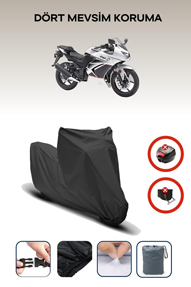 Black Rear Bag Lock Incompatible with Kawasaki Ninja 250R Compatible Motorcycle Tarpaulin, 4 Seasons