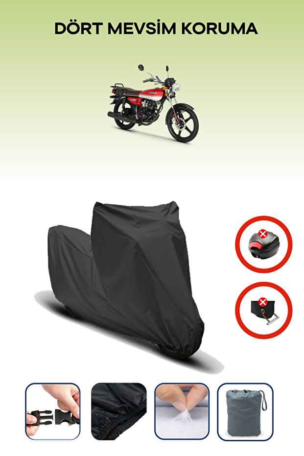 Black Rear Bag Lock Incompatible Kuba Cg 50 Pro New Compatible Motorcycle Tarpaulin, 4 Seasons