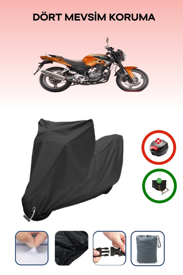 Black Bumoto/Jinling Ventura F250Cc Rear Bag Compatible Waterproof Motorcycle Cover