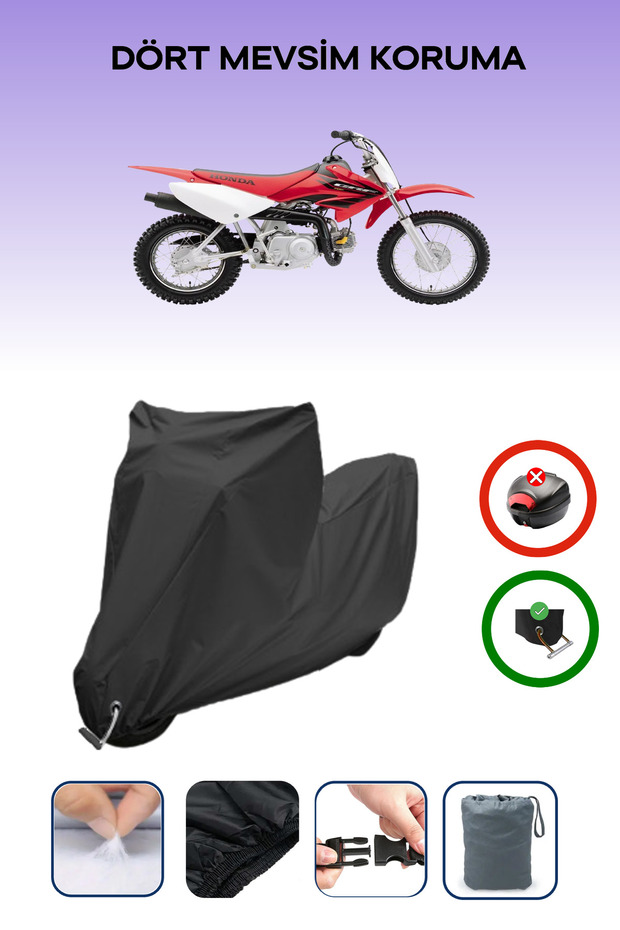 Black Lock Compatible Honda Crf 70 F Compatible Motorcycle Tarpaulin Waterproof