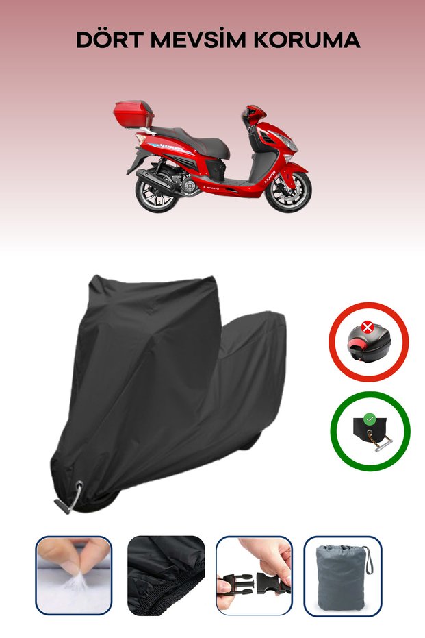 Black Lock Compatible Yuki Lupo 125 Compatible Motorcycle Tarpaulin Waterproof