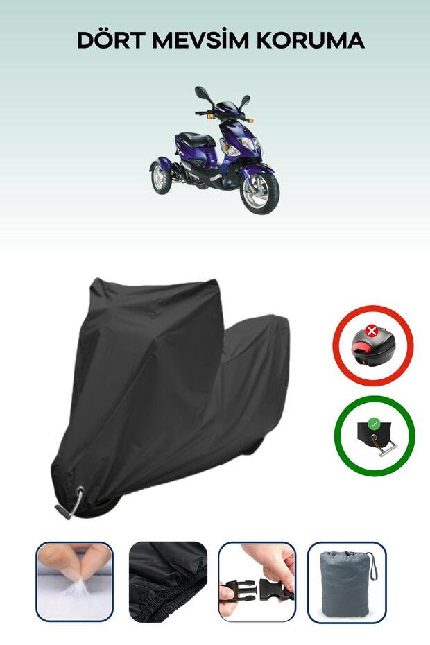 غطاء دراجة نارية متوافق مع Black Lock Kanuni Rabbit 50 مقاوم للماء
