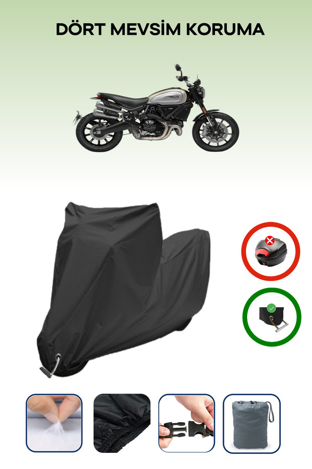 Black Lock Compatible Ducati Scrambler 1100 Pro Compatible Motorcycle Tarpaulin Waterproof