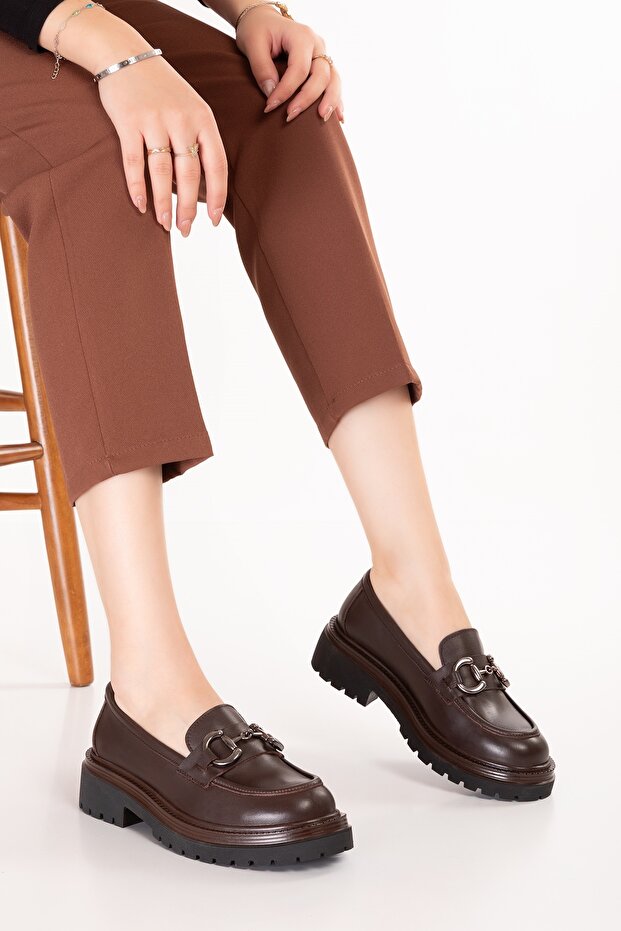 Genuine Leather Thick Sole Lightweight Oxford Shoes Erp.742 Brown