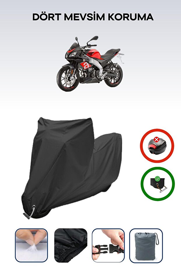 Black Lock Compatible Aprilia Tuono 125 Compatible Motorcycle Tarpaulin Waterproof