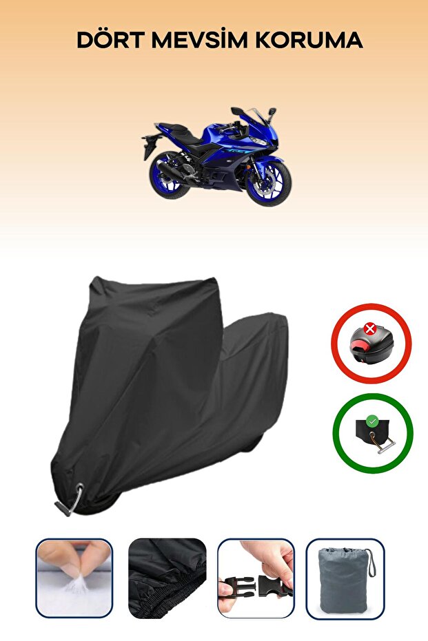 Black Lock Compatible Yamaha Yzf R3 Compatible Motorcycle Tarpaulin Waterproof
