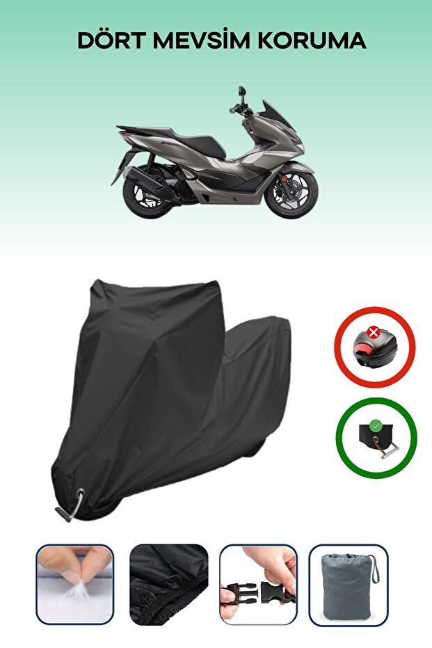 قماش أسود متوافق مع دراجة نارية هوندا PCX150 مقاوم للماء