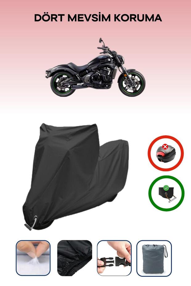 Black Lock Compatible Kawasaki Vulcan S Compatible Motorcycle Tarpaulin Waterproof