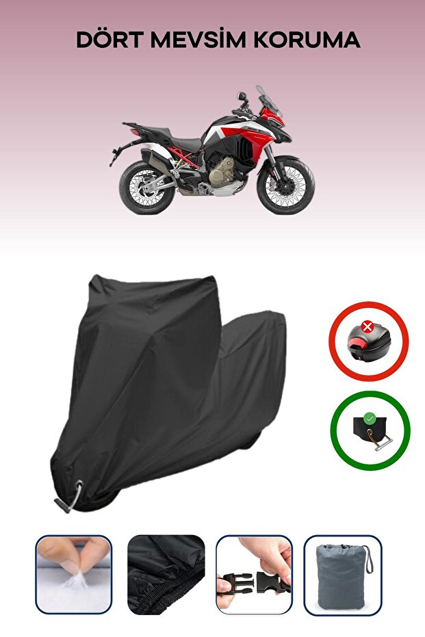 Black Lock Compatible Ducati Multistrada V4 S Sport Compatible Motorcycle Tarpaulin Waterproof