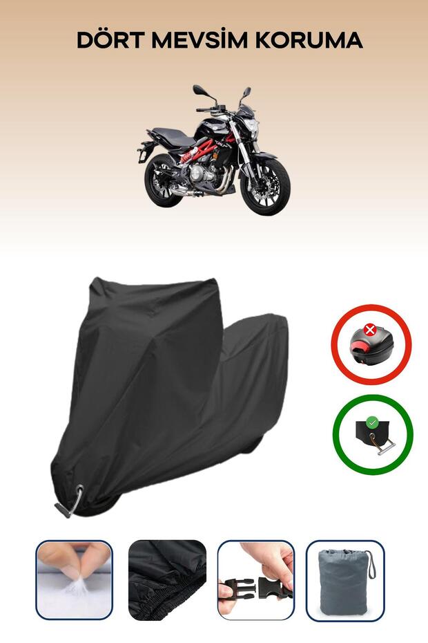 غطاء دراجة نارية متوافق مع Benelli BN 302 متوافق مع اللون الأسود مقاوم للماء