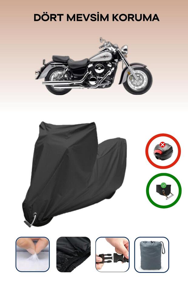 Black Lock Compatible Kawasaki Vn 1500 Compatible Motorcycle Tarpaulin Waterproof