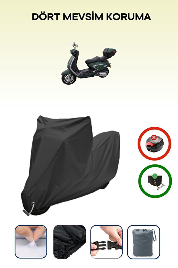 Black Lock Compatible King Motor Vega 125 Compatible Motorcycle Tarpaulin Waterproof