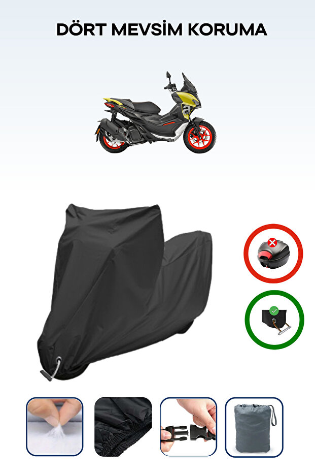 Black Lock Compatible Aprilia Sr Gt 125 Compatible Motorcycle Tarpaulin Waterproof