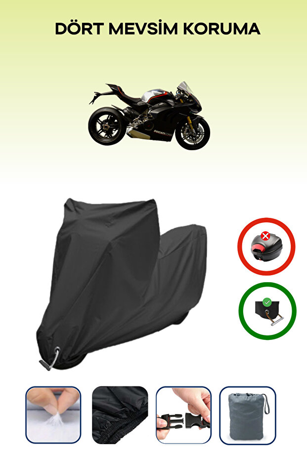Black Lock Compatible Ducati Panigale V4 Sp Compatible Motorcycle Tarpaulin Waterproof