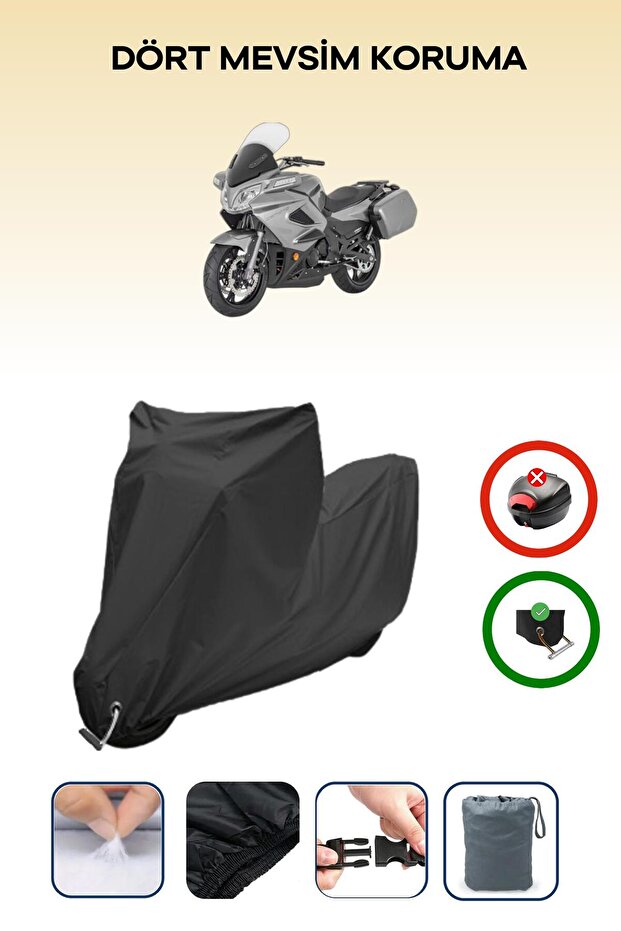 غطاء دراجة نارية متوافق مع CFmoto 650TK متوافق مع اللون الأسود مقاوم للماء