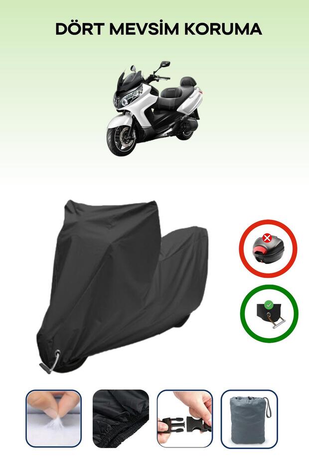 غطاء دراجة نارية متوافق مع SYM Maxi 400i ABS متوافق مع اللون الأسود مقاوم للماء