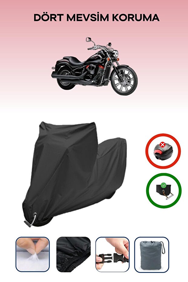 Black Lock Compatible Kawasaki Vn 900 Compatible Motorcycle Tarpaulin Waterproof