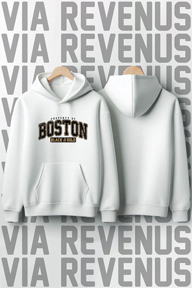 Boston Printed Unisex Oversized Hooded Sweatshirt - Custom Design Graphic Hoodie