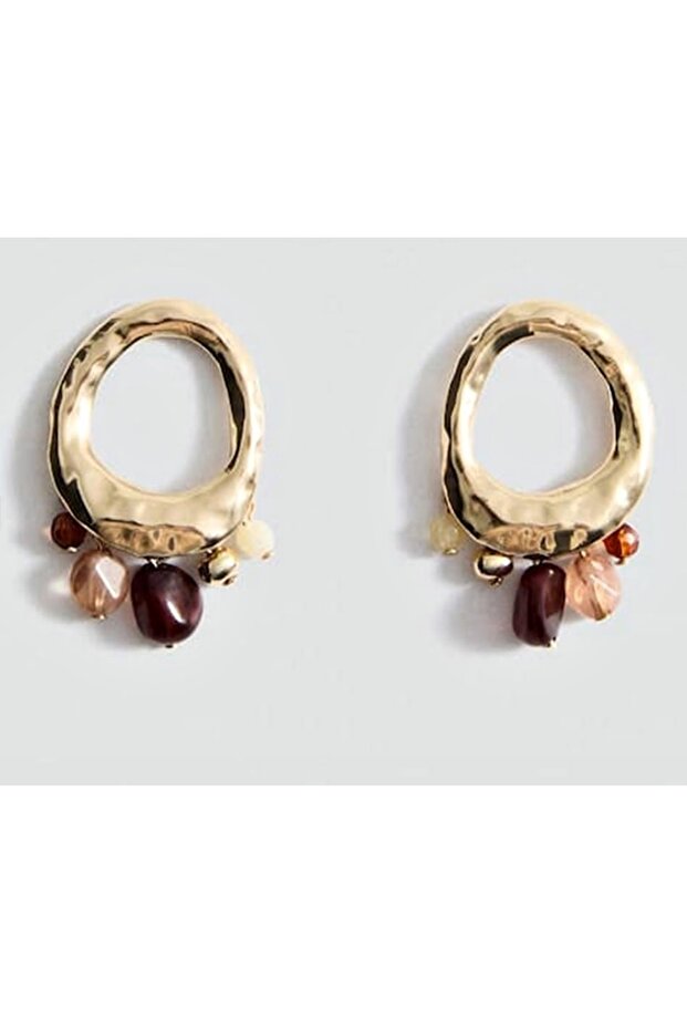 Marka Model, Çelik Bordo Taşlı Küpe - 6