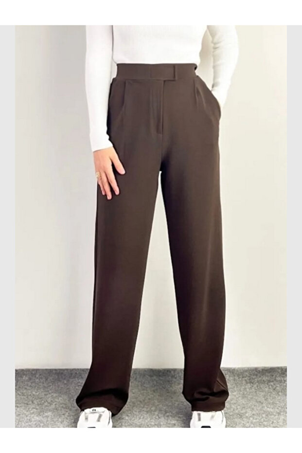 Women's Crepe Fabric Velcro Closure - Comfortable Fit Stretchy Fabric Wide Leg Pants