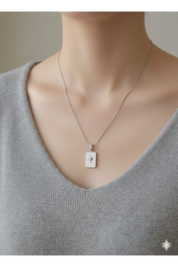 Steel Pole Star Silver Color Necklace