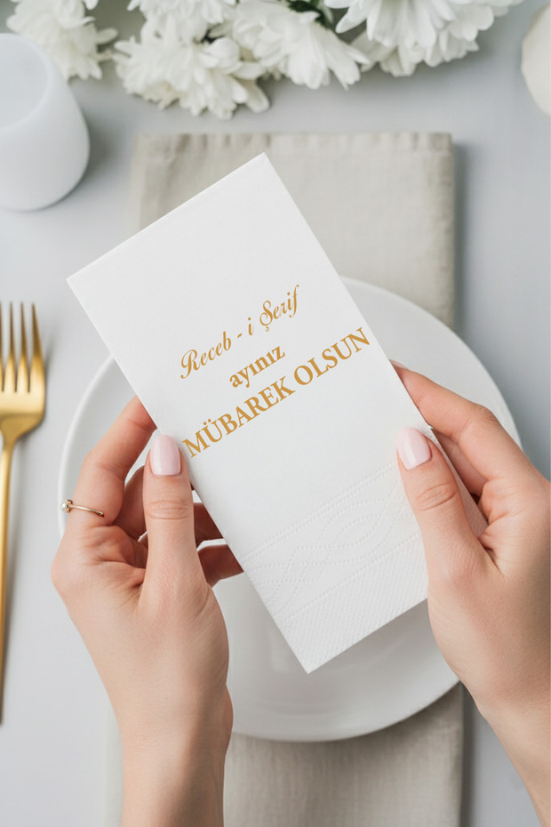 Receb-I Şerif Special Design Gold Printed Napkins 20-Pack 33X33