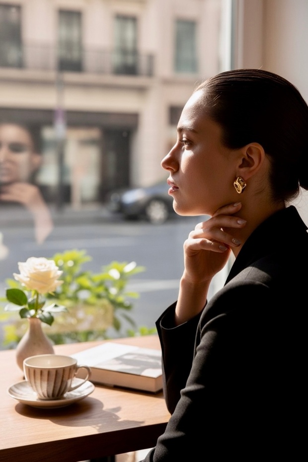 Gold Steel Minimal Earrings