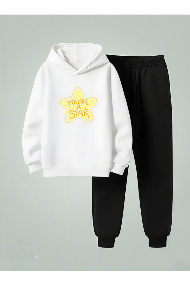 Hooded Kids Sweatshirt - Tracksuit Set You'Re a Star Printed